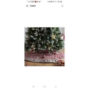 Koolaburra by UGG Carla Cable Knit Tree Skirt Red White 54in WITH STOCKING